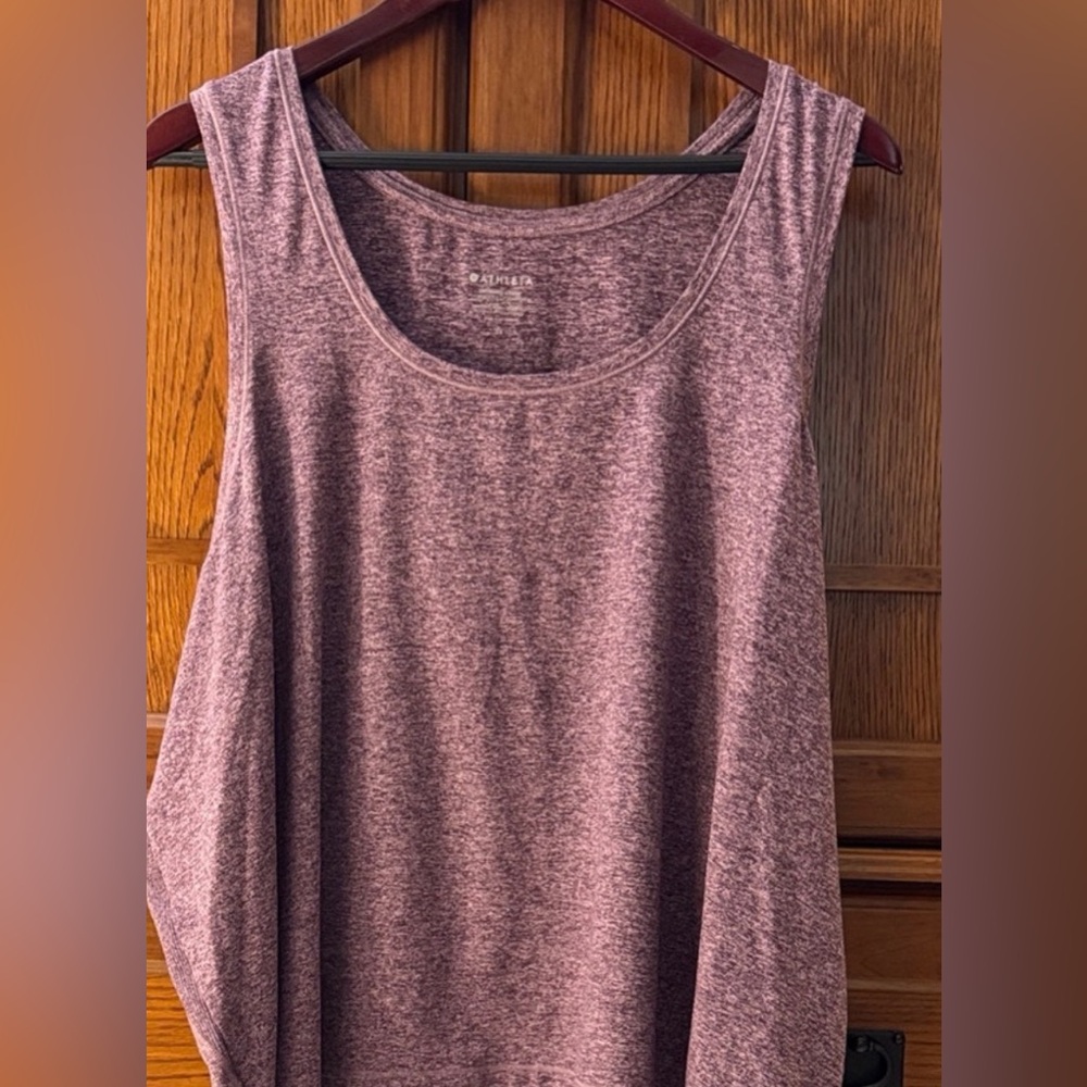 Athleta Uptempo II Tank Top Pinot Plum Heather Relaxed Brushed Tech Jersey